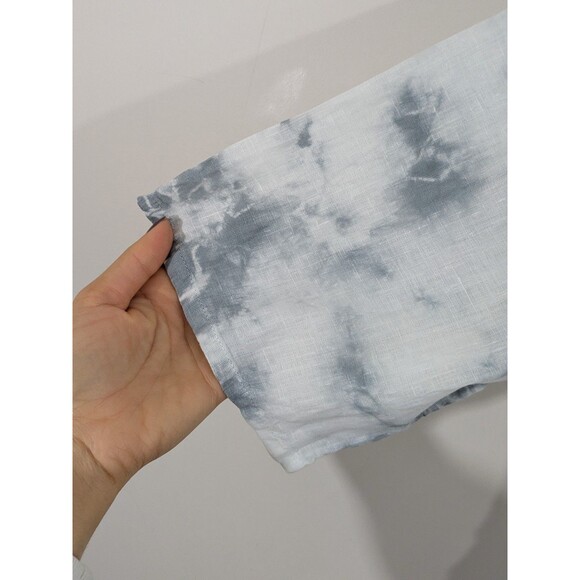 C & C California Linen Hoodie Blouse Sz 2X Tie Dye White Gray Tunic Button Back - Picture 5 of 10